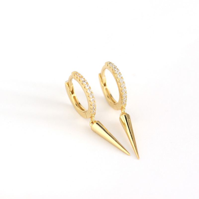 Party CZ Rivet 925 Sterling Silver Hoop Earrings