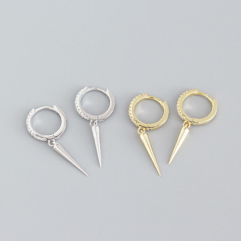 Party CZ Rivet 925 Sterling Silver Hoop Earrings