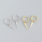 Party CZ Rivet 925 Sterling Silver Hoop Earrings