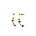 Colorful Geometry CZ Beautiful 925 Sterling Silver Dangling Earrings