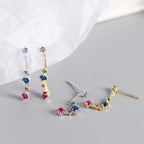 Colorful Geometry CZ Beautiful 925 Sterling Silver Dangling Earrings