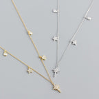 Women CZ Shining Stars 925 Sterling Silver Necklace