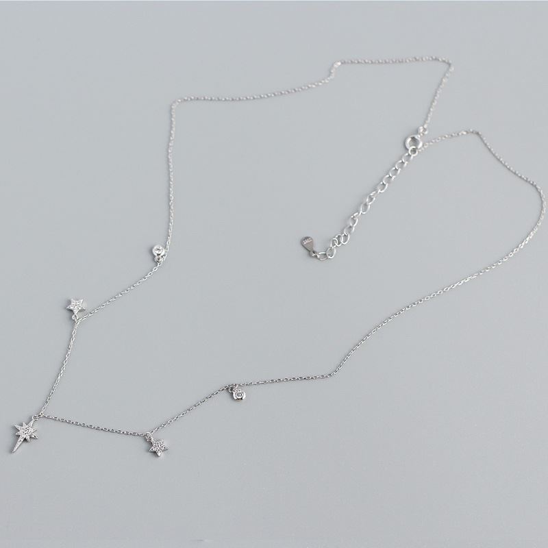 Women CZ Shining Stars 925 Sterling Silver Necklace