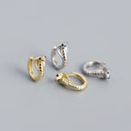 Cute Animal Cobra Snake 925 Sterling Silver Hoop Earrings