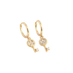New Four Leaf Clover Key 925 Sterling Silver Hoop Earrings