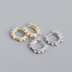 Office Mini Shell Pearls 925 Sterling Silver Huggie Hoop Earrings