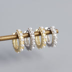 Office Mini Shell Pearls 925 Sterling Silver Huggie Hoop Earrings