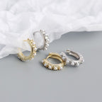 Office Mini Shell Pearls 925 Sterling Silver Huggie Hoop Earrings