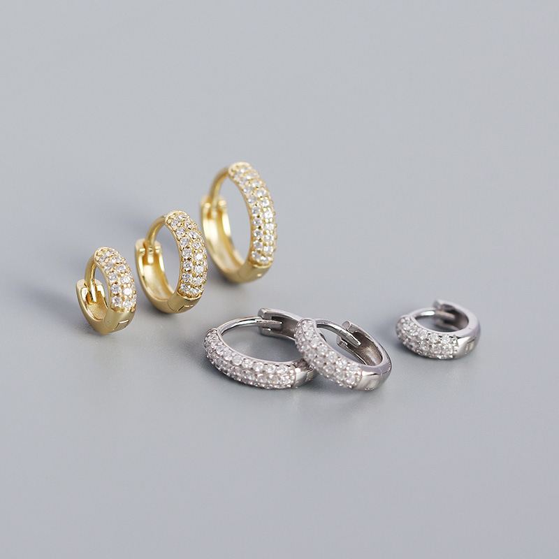 Office CZ Lines 925 Sterling Silver Huggie Hoop Earrings