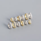 Office CZ Lines 925 Sterling Silver Huggie Hoop Earrings