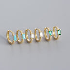 New Rectangle CZ Geometry 925 Sterling Silver Huggie Hoop Earrings