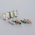 New CZ U Shape 925 Sterling Silver Hoop Earrings