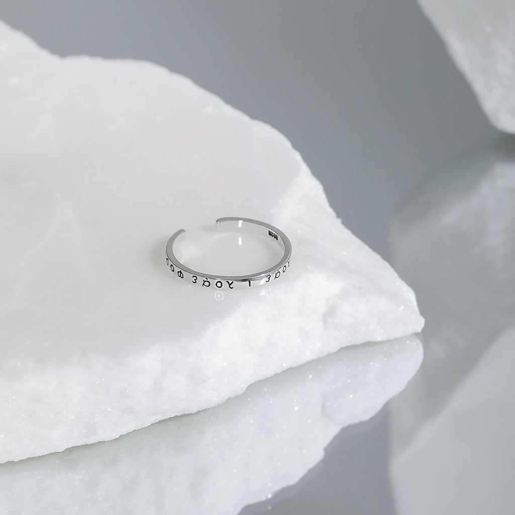 Vintage Simple Greek Alphabet 925 Sterling Silver Adjustable Ring