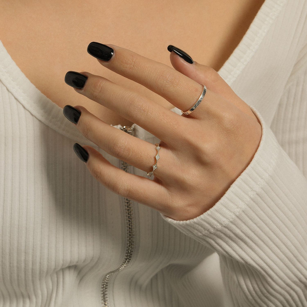 Vintage Simple Greek Alphabet 925 Sterling Silver Adjustable Ring