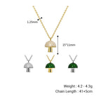 Cute Green Epoxy Mushroom 925 Sterling Silver Necklace