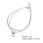 Casual Double Layers Rolo Chain Mini Star 925 Sterling Silver Anklet