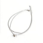 Casual Double Layers Rolo Chain Mini Star 925 Sterling Silver Anklet