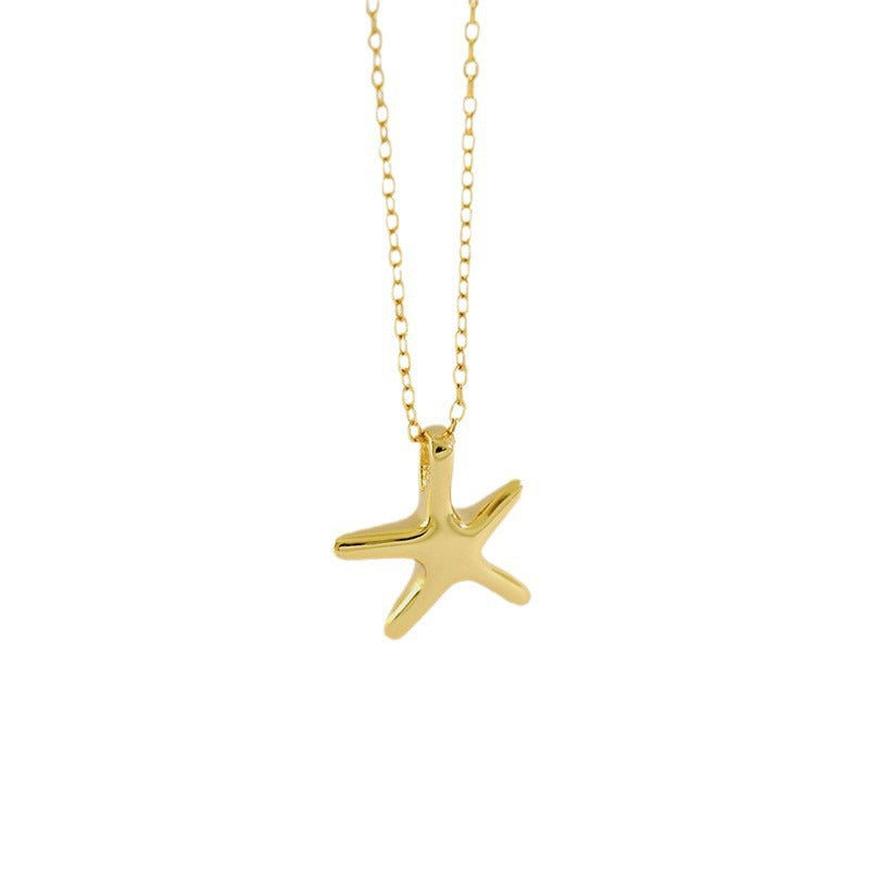 Trendy Tiny Starfish 925 Silver Minimalist Layering Chain Delicate Sea Star Pendant Necklace