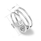 Designer Luck Happiness Health 3 Strips Lady 925 Sterling Sliver Ring