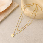 Choker Double Beads Chain Tag Coin 925 Sterling Silver Necklace