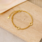 Asymmetry Rope Curb Puffed Chain Sunflower 925 Sterling Silver Bracelet